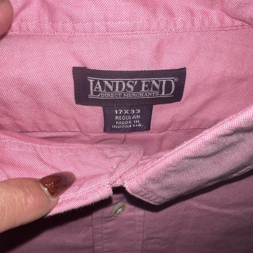 Lands End Pink Shirt 17 X 33 Unisex chest 22 no flaws 141 - Picture 2 of 9